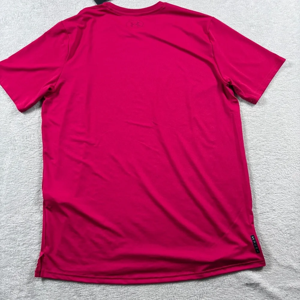 Under Armour Rush Vanish Energy T Shirt Men Medium Pink Stretch Embroidered Logo